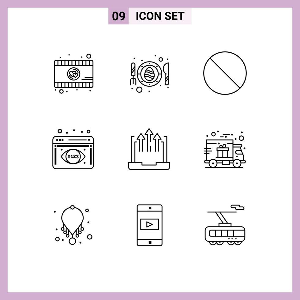 9 Creative Icons Modern Signs and Symbols of report growth forbidden business data visualization Editable Vector Design Elements