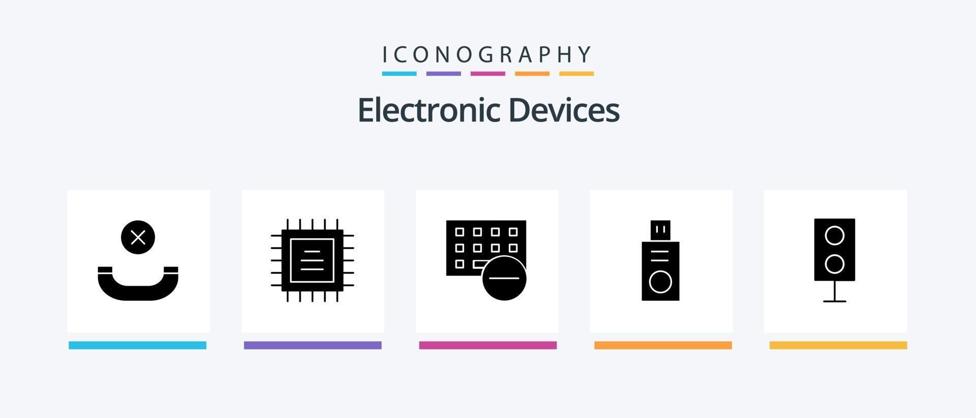 dispositivos glifo 5 5 icono paquete incluso vocero. electrónica. artilugio. dispositivos. destello conducir. creativo íconos diseño vector