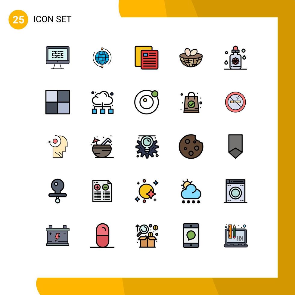 25 User Interface Filled line Flat Color Pack of modern Signs and Symbols of eggs test connect school world Editable Vector Design Elements