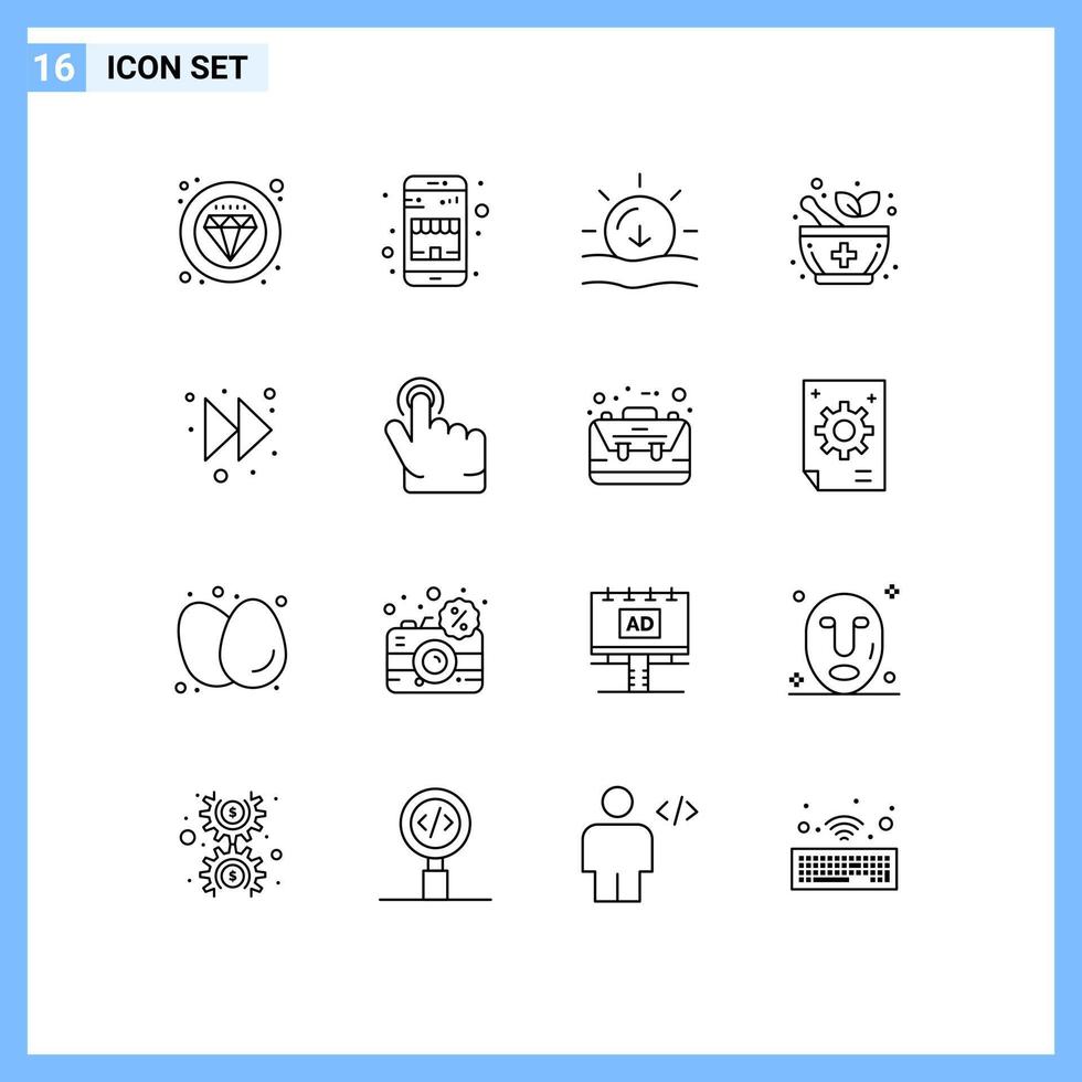 16 Thematic Vector Outlines and Editable Symbols of right arrow nature signaling medicine Editable Vector Design Elements