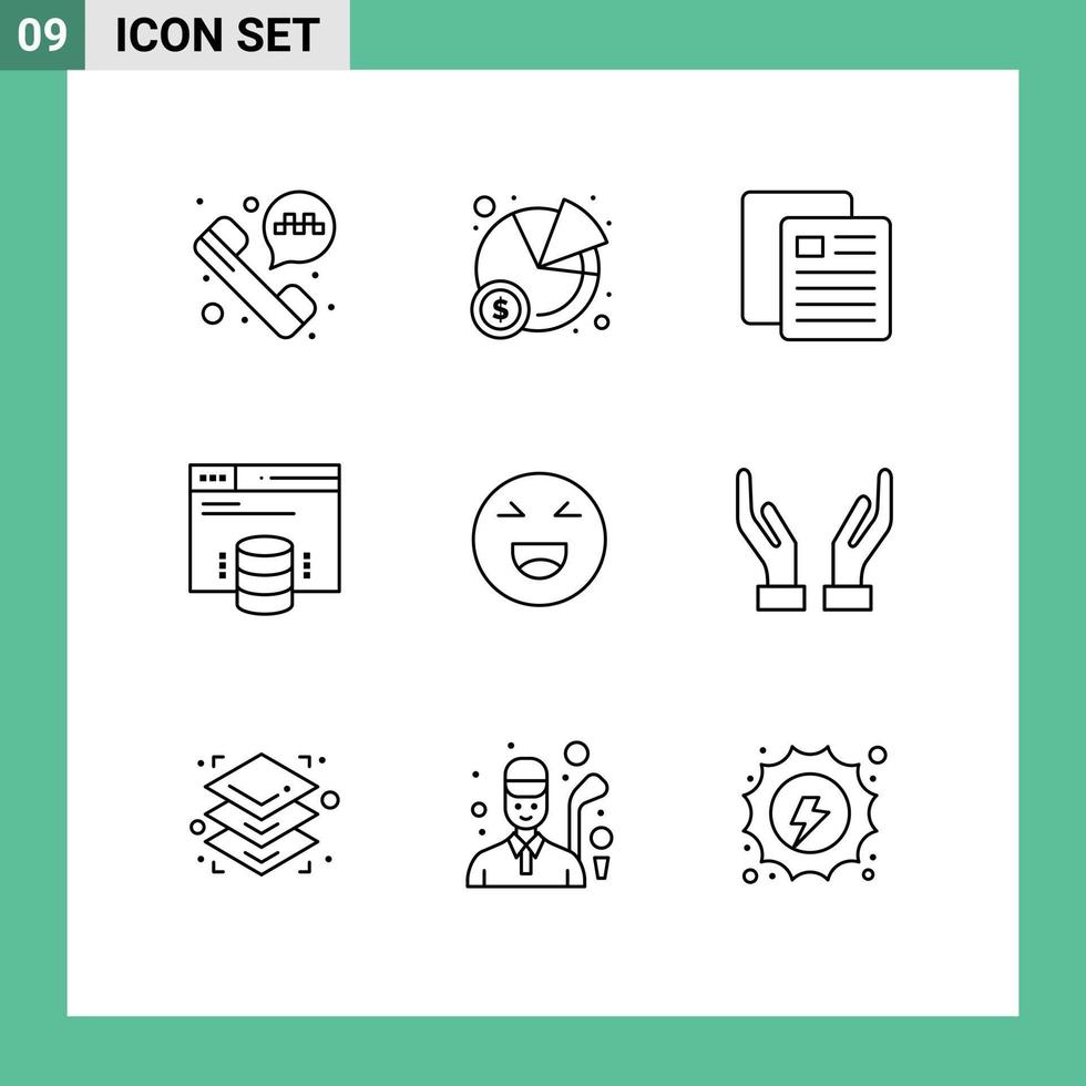 9 Creative Icons Modern Signs and Symbols of happy emoji test chat server Editable Vector Design Elements