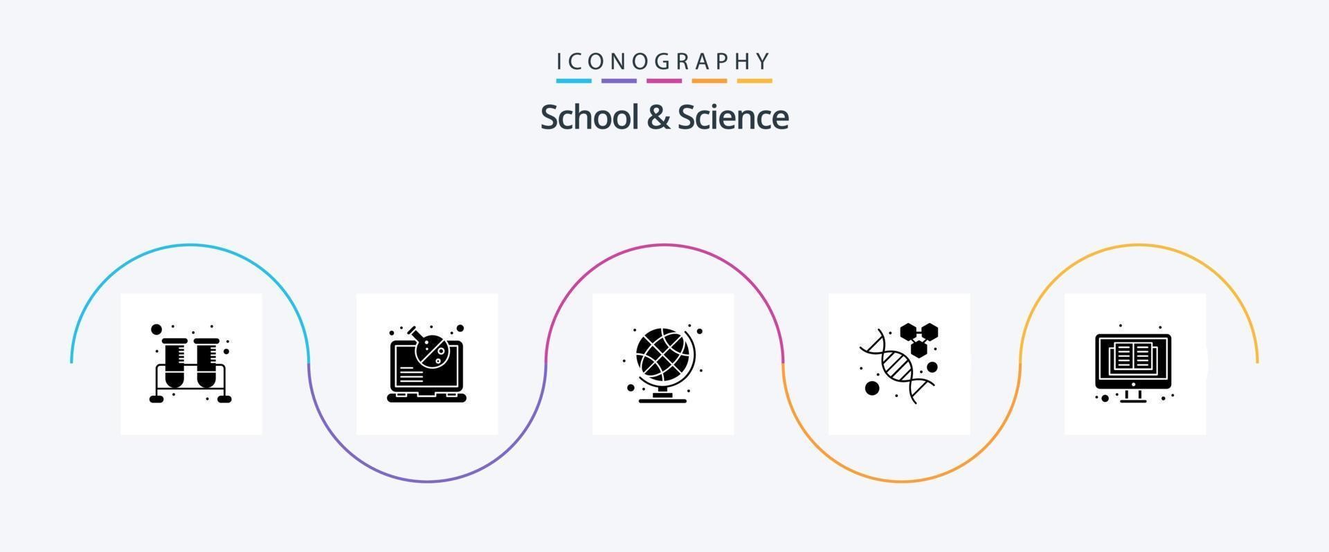 colegio y Ciencias glifo 5 5 icono paquete incluso en línea. molécula educación. ciencia. adn vector