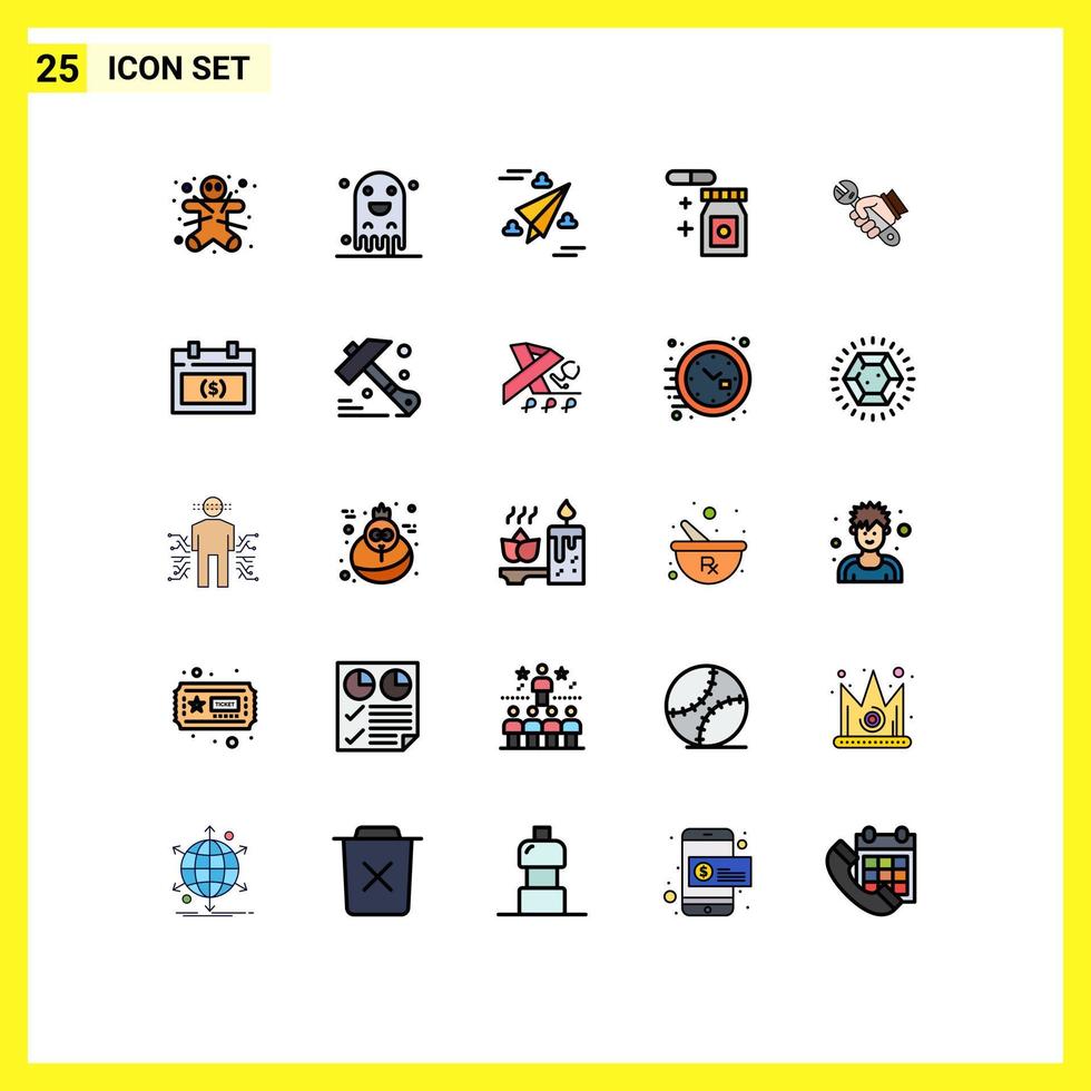 Universal Icon Symbols Group of 25 Modern Filled line Flat Colors of fix wrench web temperature tablet Editable Vector Design Elements