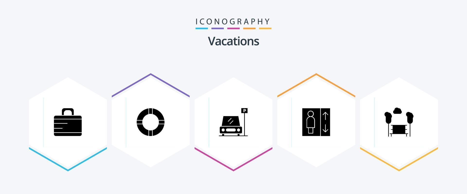 Vacations 25 Glyph icon pack including . group . elevator . area vector