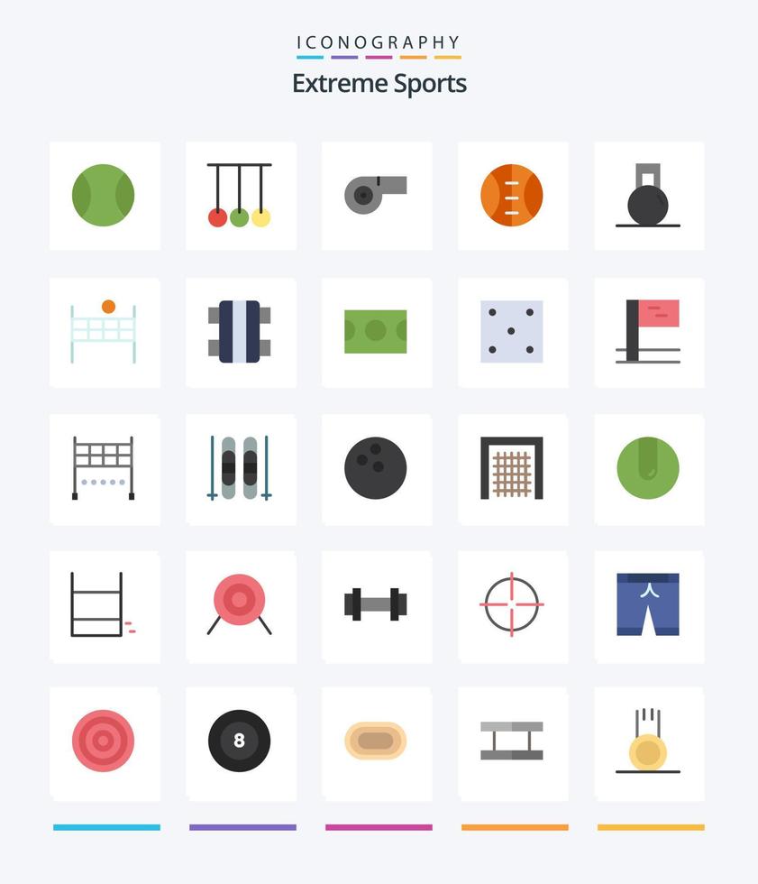 Creative Sport 25 Flat icon pack  Such As volleyball. ball. whistle. weight. gym vector