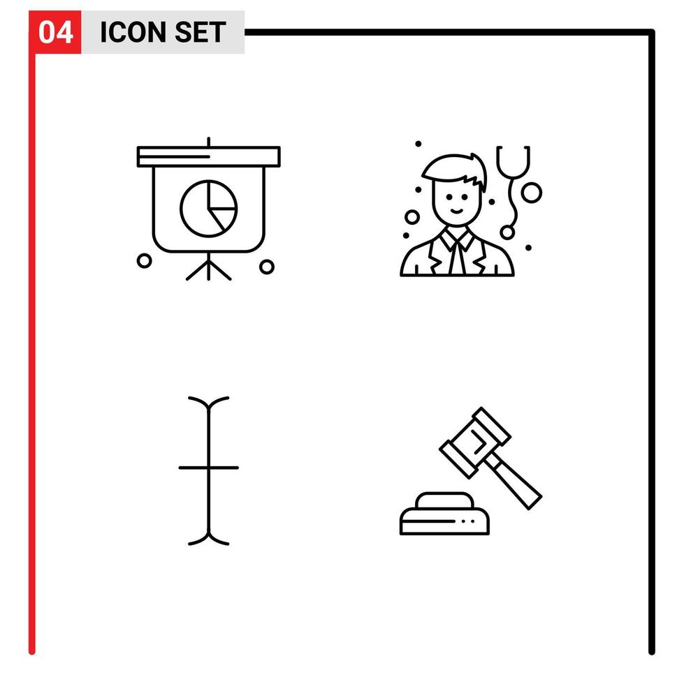 Universal Icon Symbols Group of 4 Modern Filledline Flat Colors of business hammer doctor cursor Layer 1 Editable Vector Design Elements