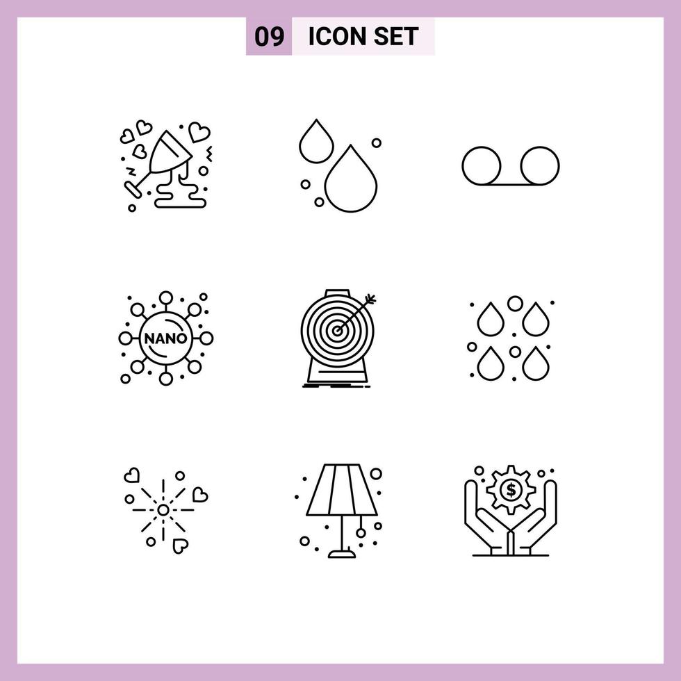 Group of 9 Modern Outlines Set for target focus mail aim experiment Editable Vector Design Elements