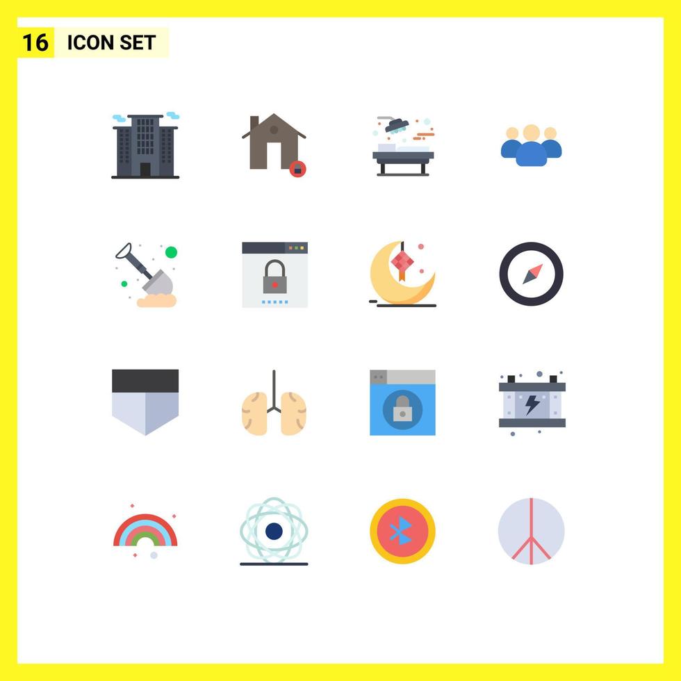 16 User Interface Flat Color Pack of modern Signs and Symbols of labour users protect group surgery Editable Pack of Creative Vector Design Elements