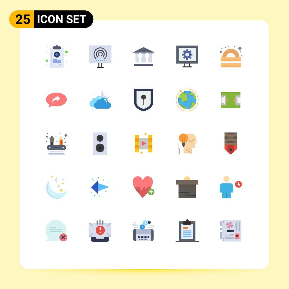 Universal Icon Symbols Group of 25 Modern Flat Colors of drawing tv signal entertainment mony Editable Vector Design Elements