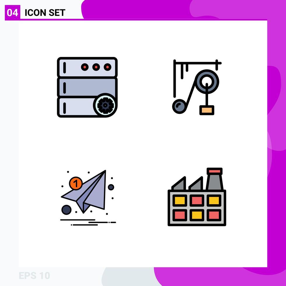 4 User Interface Filledline Flat Color Pack of modern Signs and Symbols of control marketing device science machine paper Editable Vector Design Elements