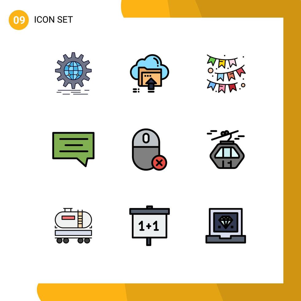 9 Creative Icons Modern Signs and Symbols of computers chat cloud bubble party Editable Vector Design Elements