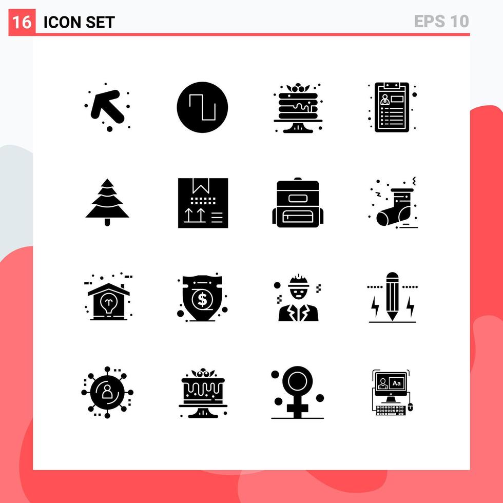 16 Solid Glyph concept for Websites Mobile and Apps coding tree pancake plant resume Editable Vector Design Elements