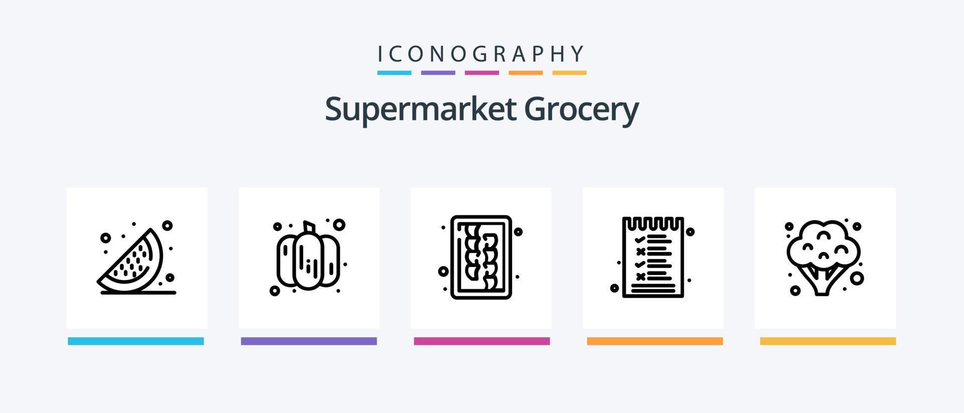 Grocery Line 5 Icon Pack Including checkout. soft drink. grocery. drink. beverage. Creative Icons Design vector