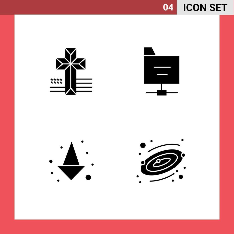 Pictogram Set of 4 Simple Solid Glyphs of american astronomy files arrow space Editable Vector Design Elements