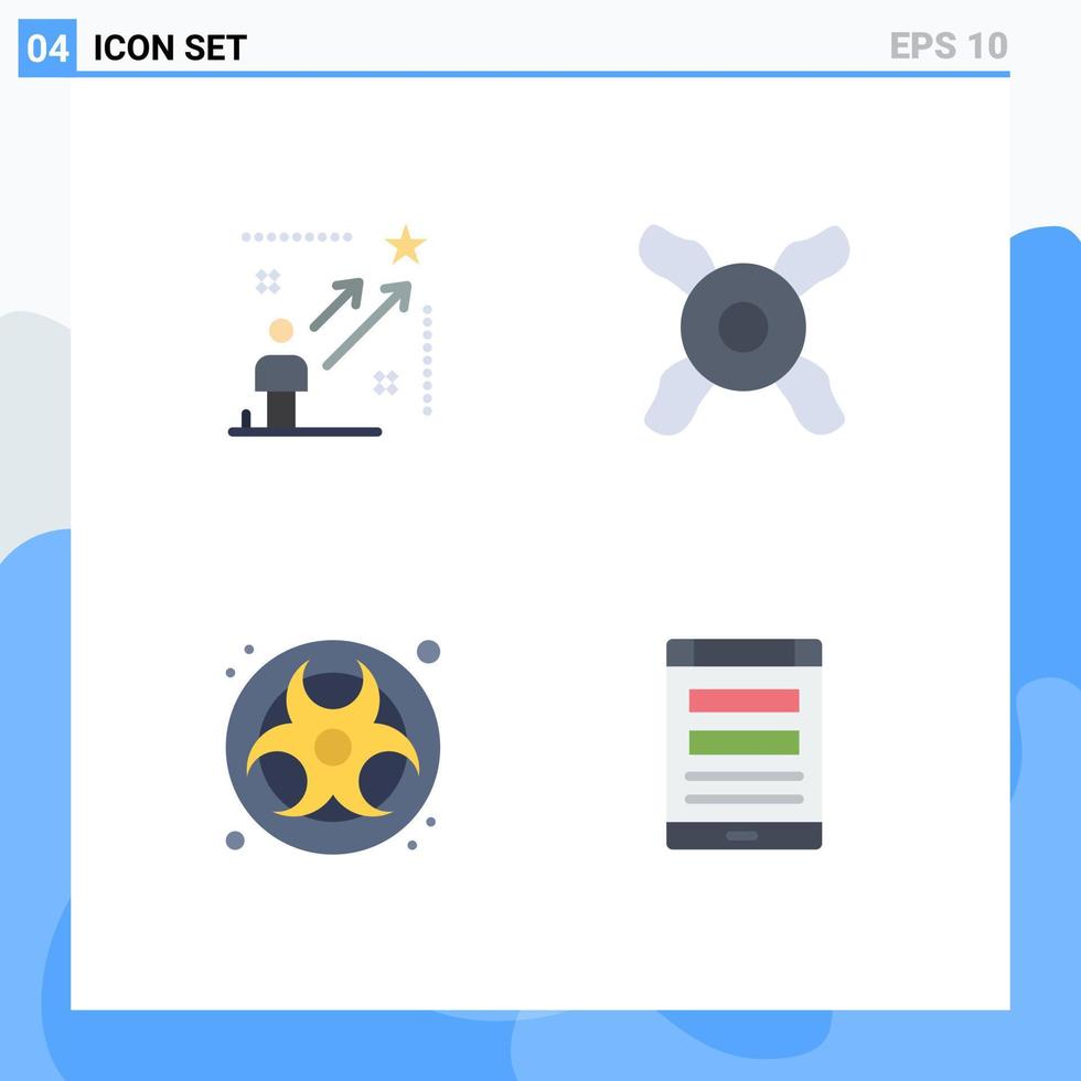 4 Flat Icon concept for Websites Mobile and Apps user pollution arrow fan connection Editable Vector Design Elements