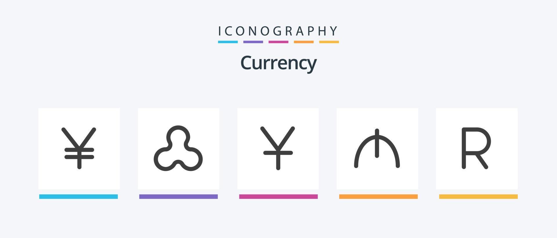 Currency Flat 5 Icon Pack Including . zar. yen. currency. rand. Creative Icons Design vector