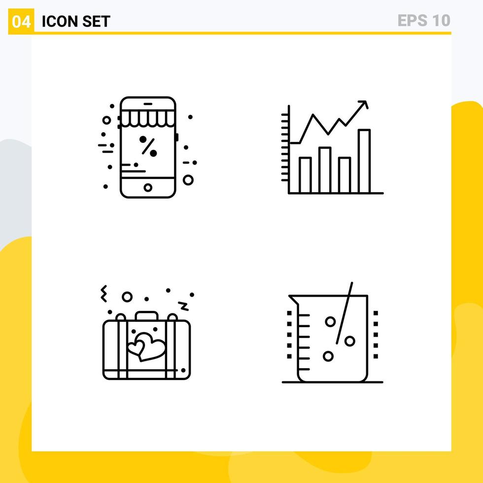 Universal Icon Symbols Group of 4 Modern Filledline Flat Colors of online briefcase discount analytics romance Editable Vector Design Elements