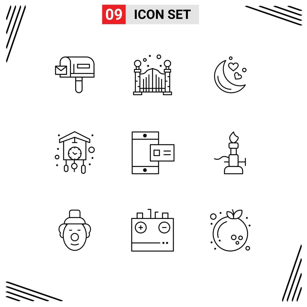 9 Outline concept for Websites Mobile and Apps chalk mobile love old clock Editable Vector Design Elements