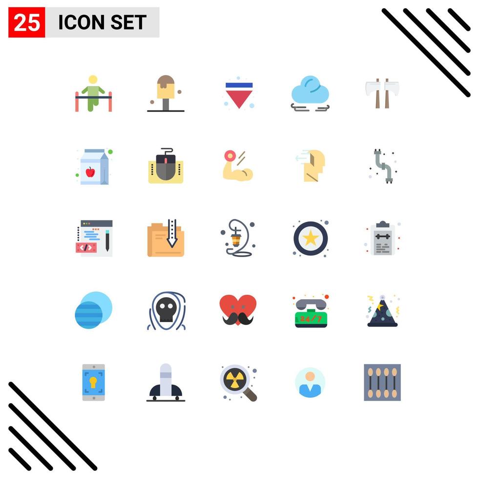 Pack of 25 Modern Flat Colors Signs and Symbols for Web Print Media such as chop crescent summer cloud down Editable Vector Design Elements