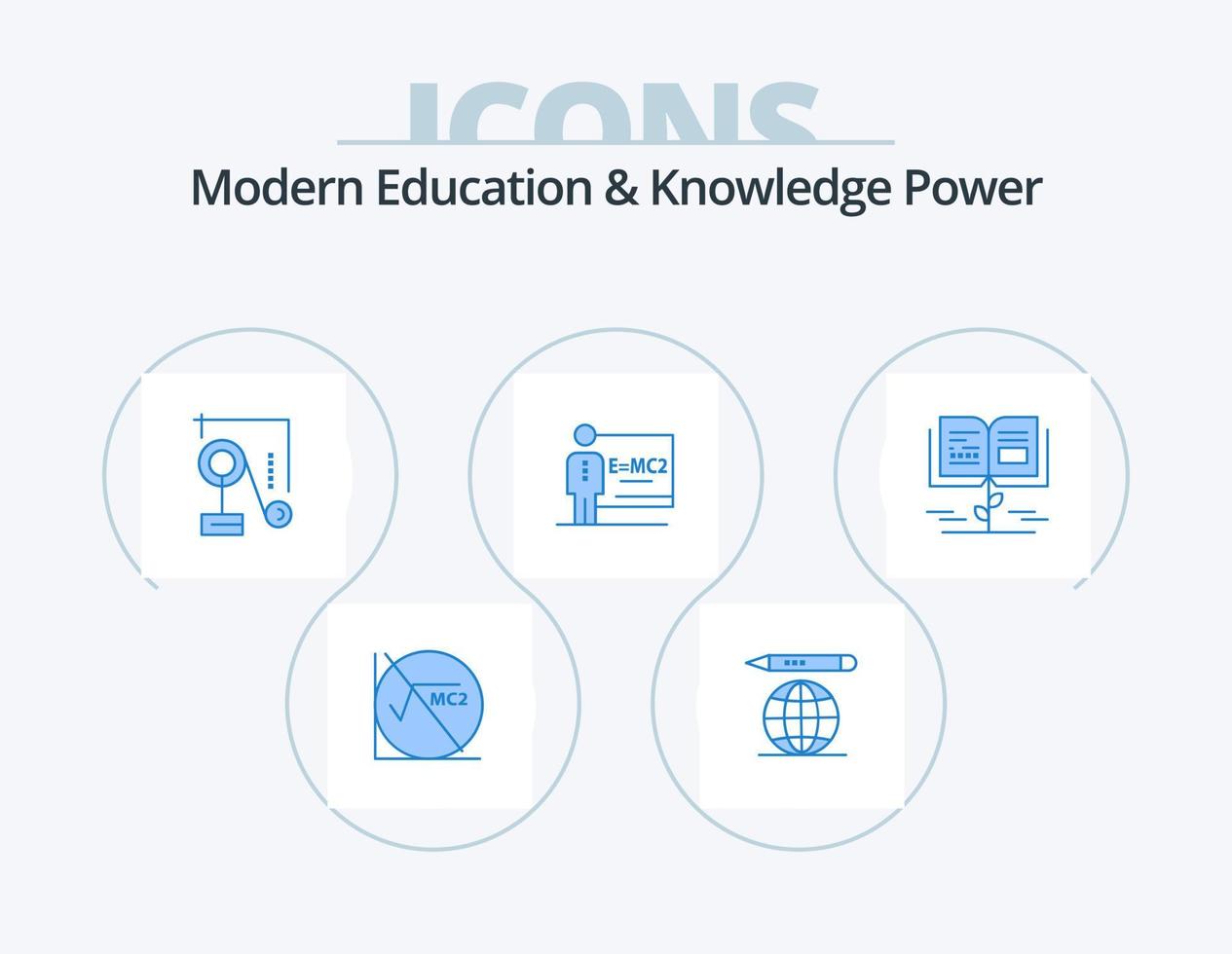 Modern Education And Knowledge Power Blue Icon Pack 5 Icon Design. growth knowledge. growth . physics. room. class vector