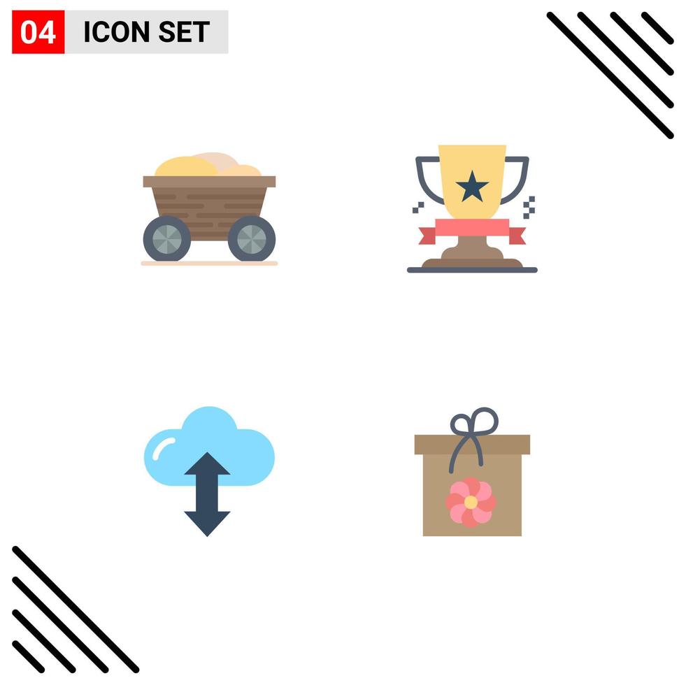 4 Creative Icons Modern Signs and Symbols of trolley cloud bangladesh win up Editable Vector Design Elements