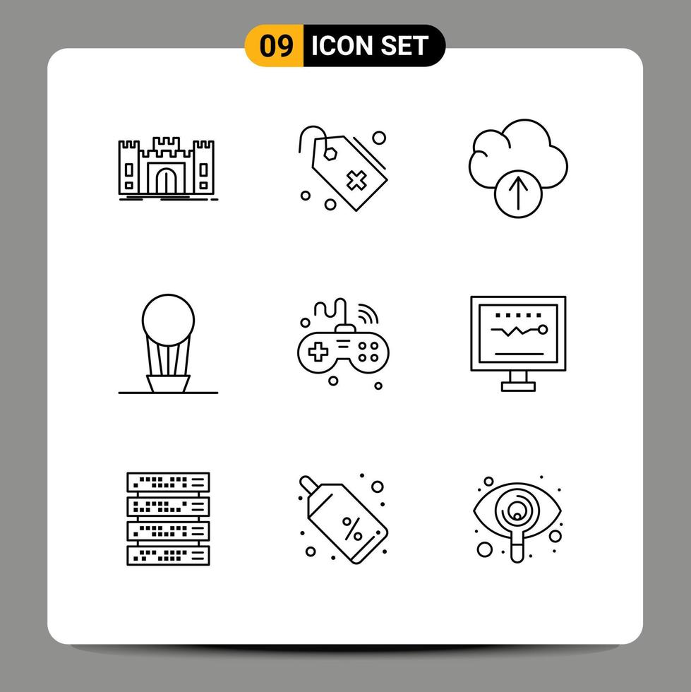 Outline Pack of 9 Universal Symbols of iot games sign hot air Editable Vector Design Elements