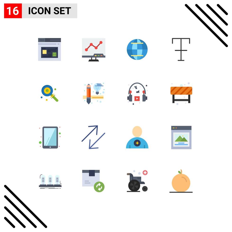 16 Creative Icons Modern Signs and Symbols of lolly candy screen strike font Editable Pack of Creative Vector Design Elements