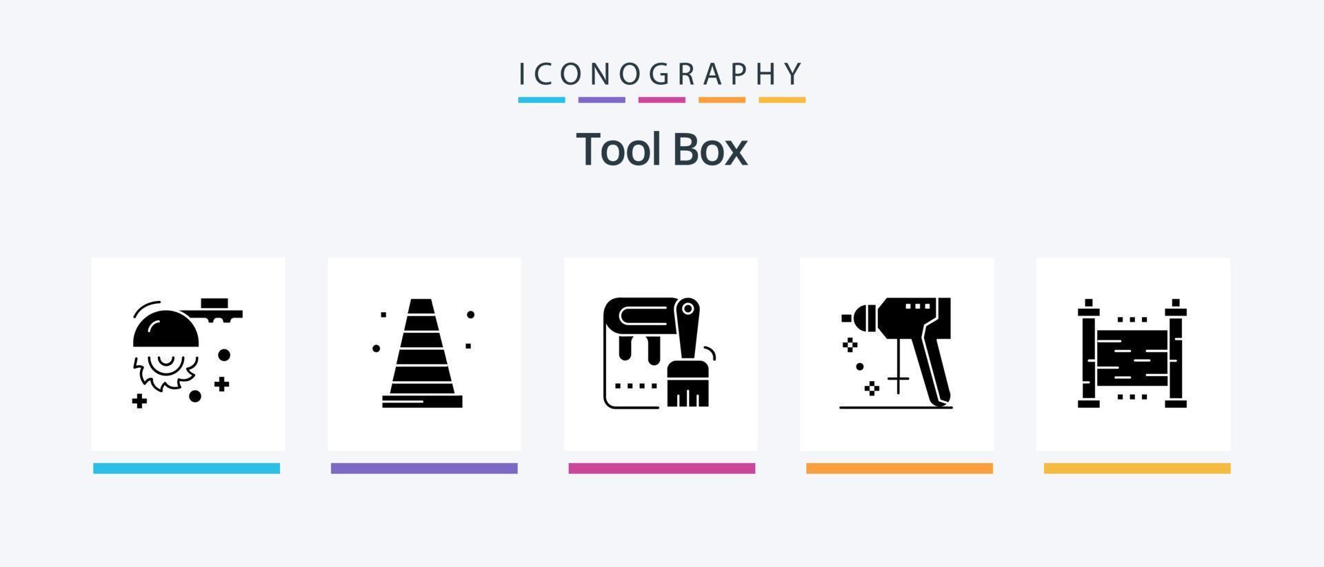 Tools Glyph 5 Icon Pack Including security. fences. dye. tool. perforator. Creative Icons Design vector