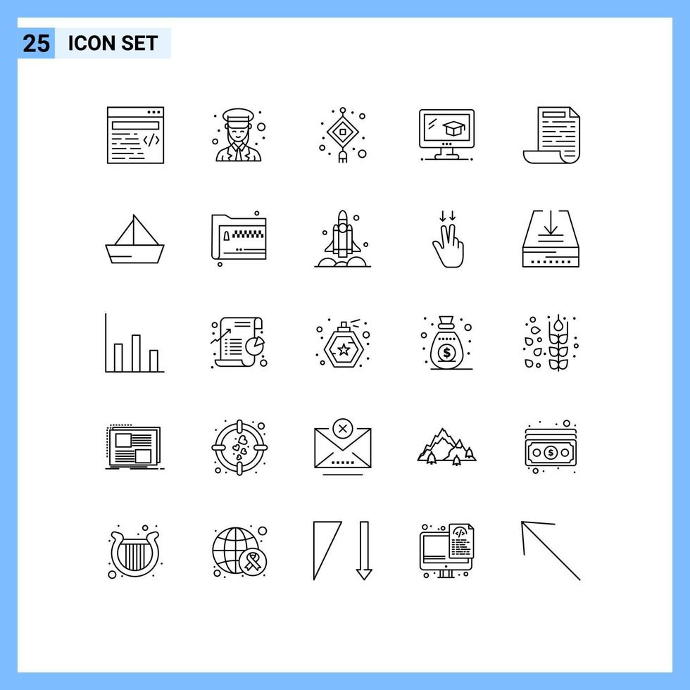 conjunto de 25 moderno ui íconos símbolos señales para documento archivo chino graduación educación editable vector diseño elementos