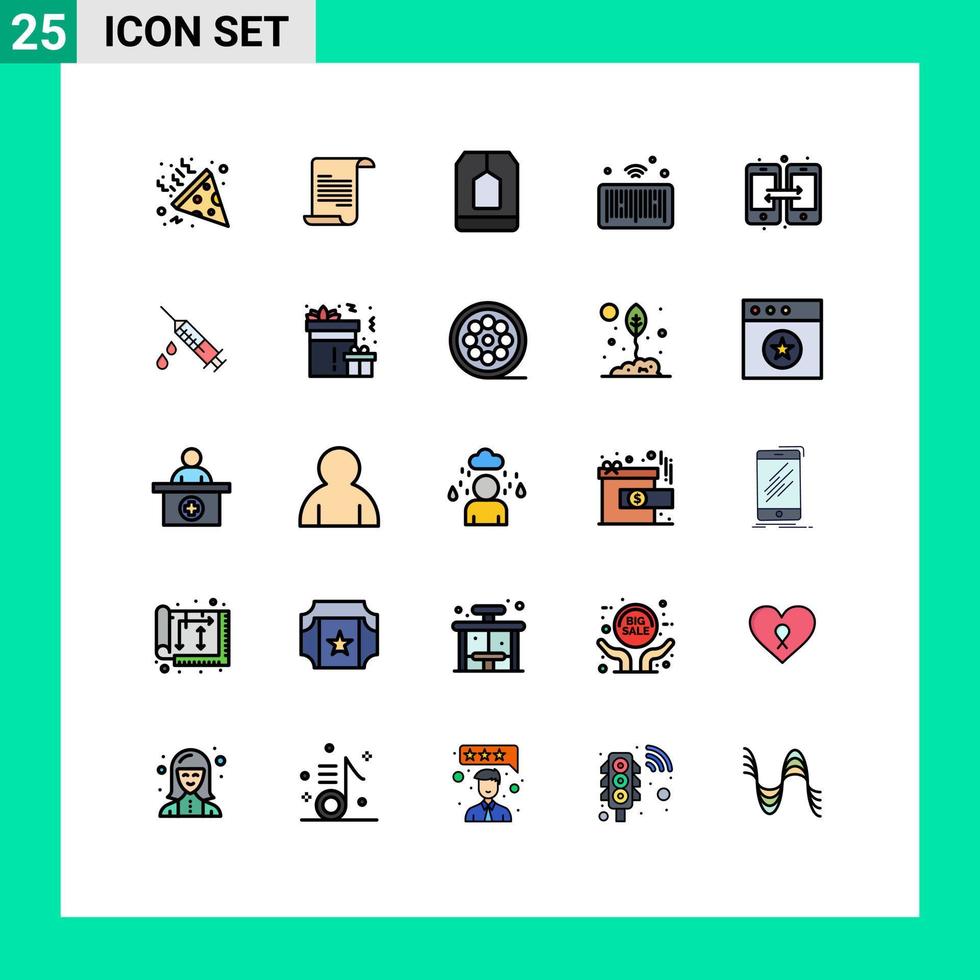 Universal Icon Symbols Group of 25 Modern Filled line Flat Colors of share connection drink things internet Editable Vector Design Elements