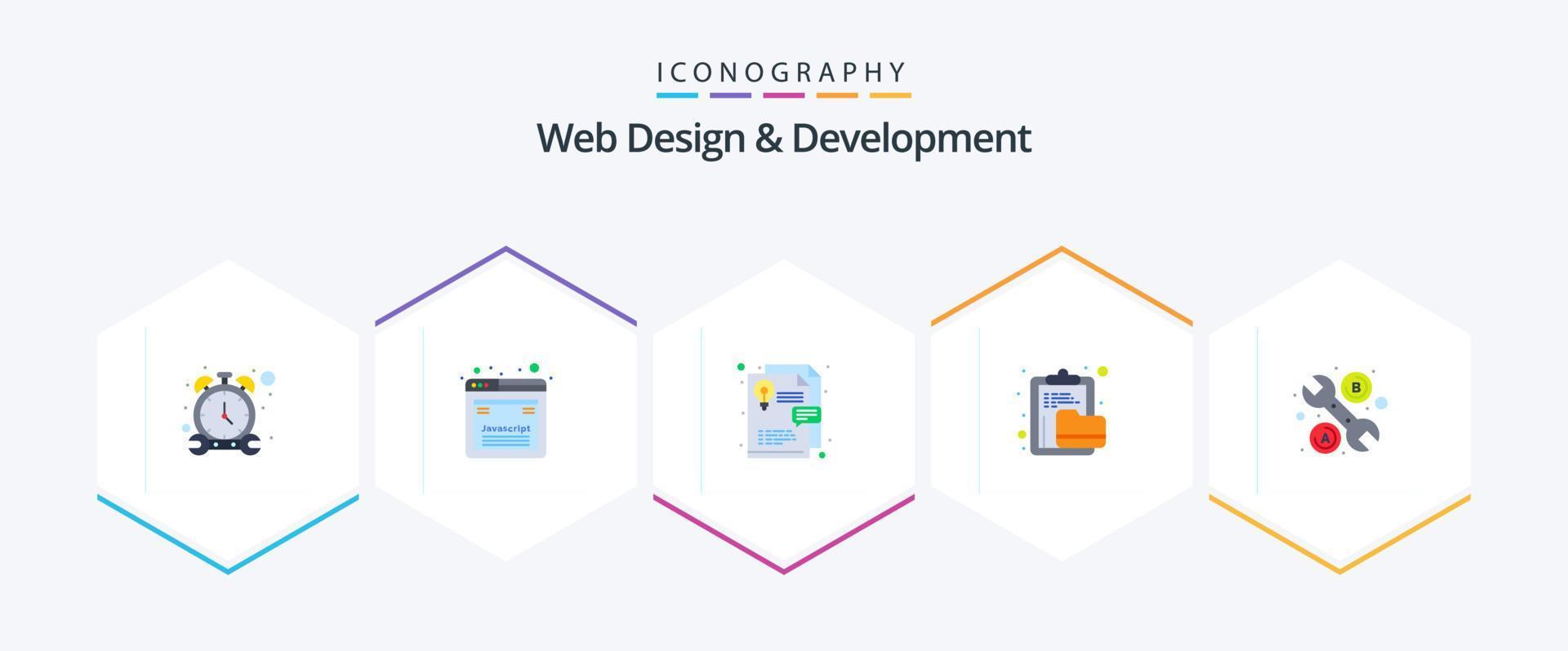 Web Design And Development 25 Flat icon pack including tool. folder. idea. file. clipboard vector