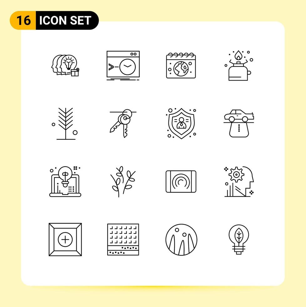 16 Thematic Vector Outlines and Editable Symbols of picnic gas terminal cooking day Editable Vector Design Elements