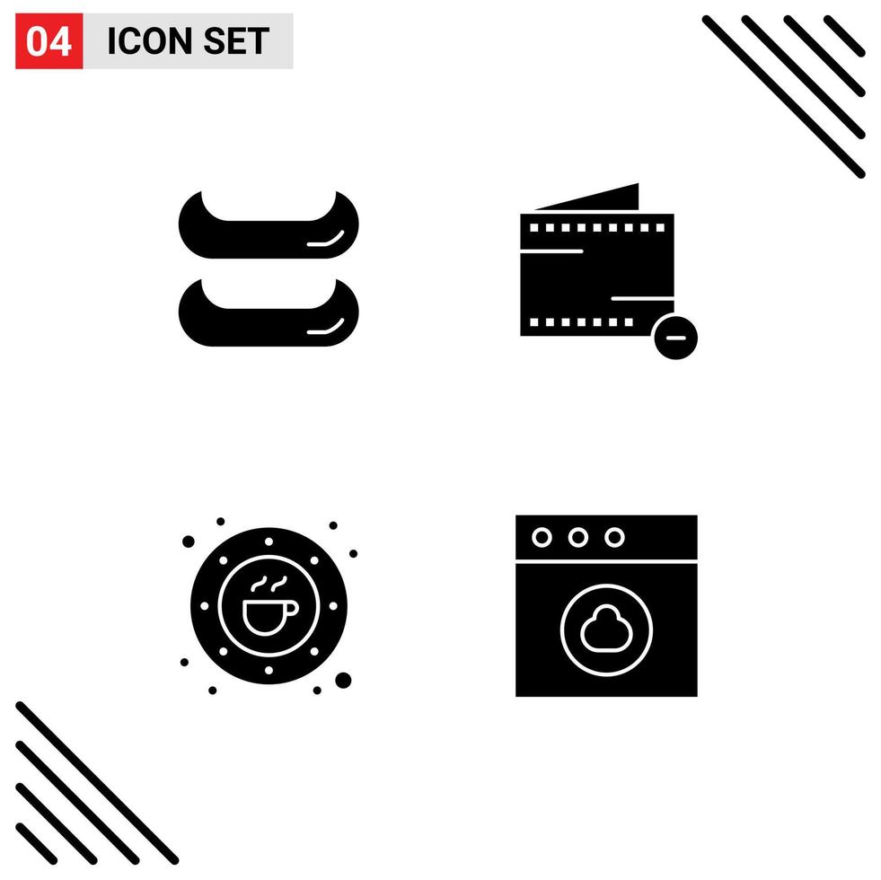 Set of 4 Modern UI Icons Symbols Signs for boat drink e bean app Editable Vector Design Elements