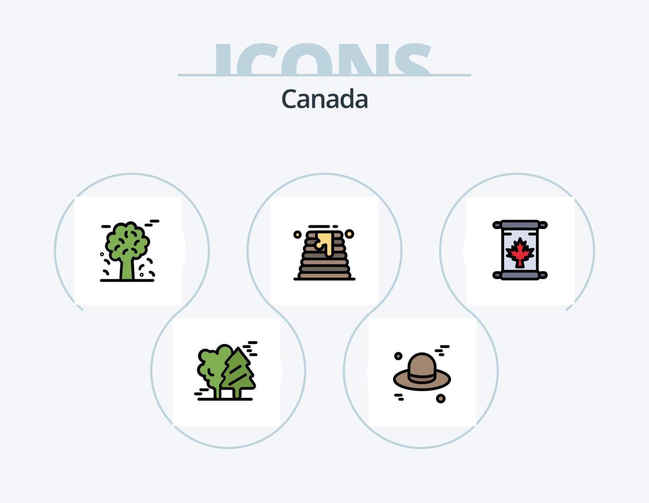 Canadá línea lleno icono paquete 5 5 icono diseño. ubicación. Canadá. Escandinavia. depredador. oso vector