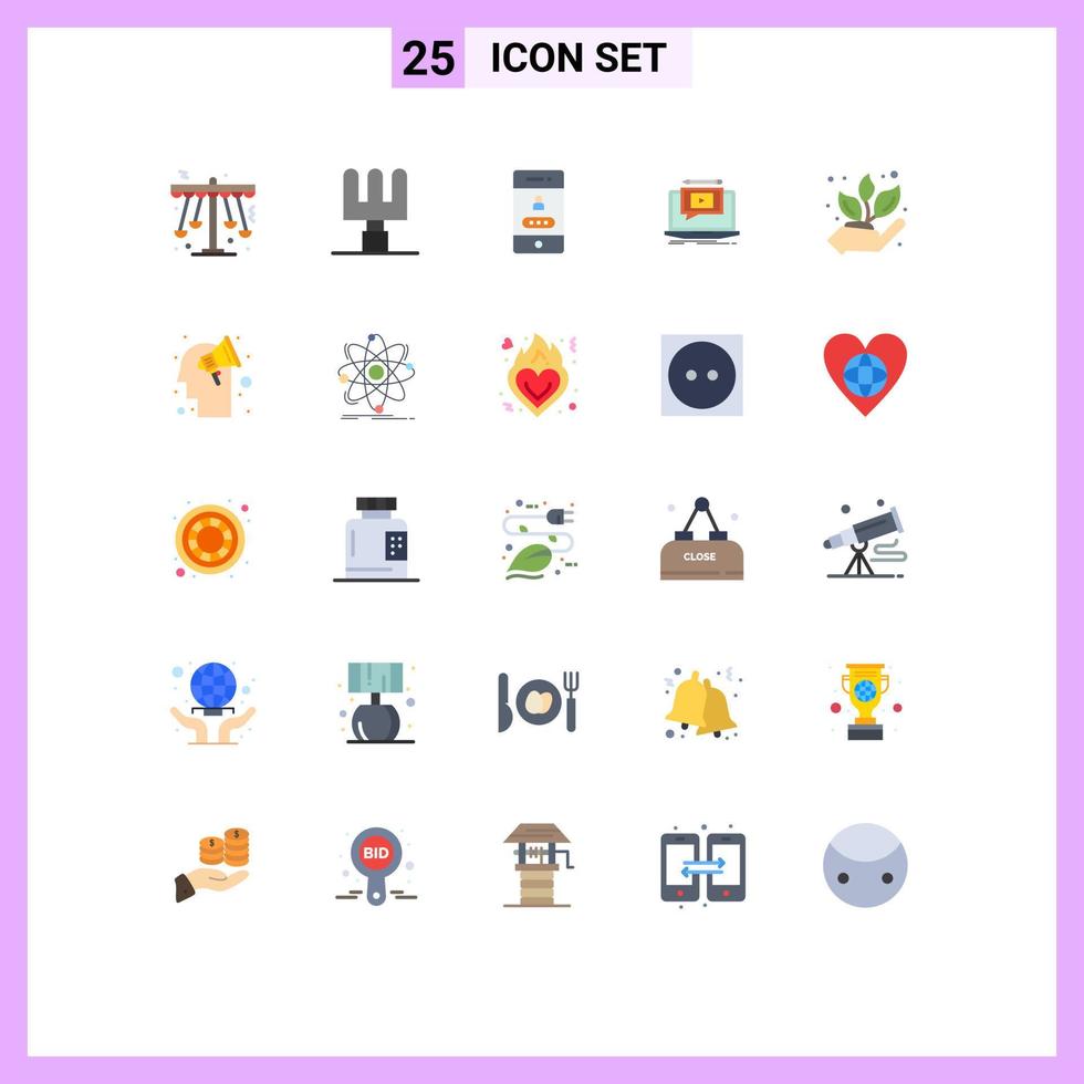 Set of 25 Commercial Flat Colors pack for grower video lock tutorial player Editable Vector Design Elements