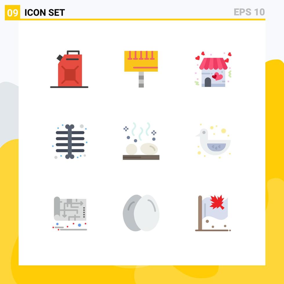9 User Interface Flat Color Pack of modern Signs and Symbols of stones hot shop beauty ray Editable Vector Design Elements