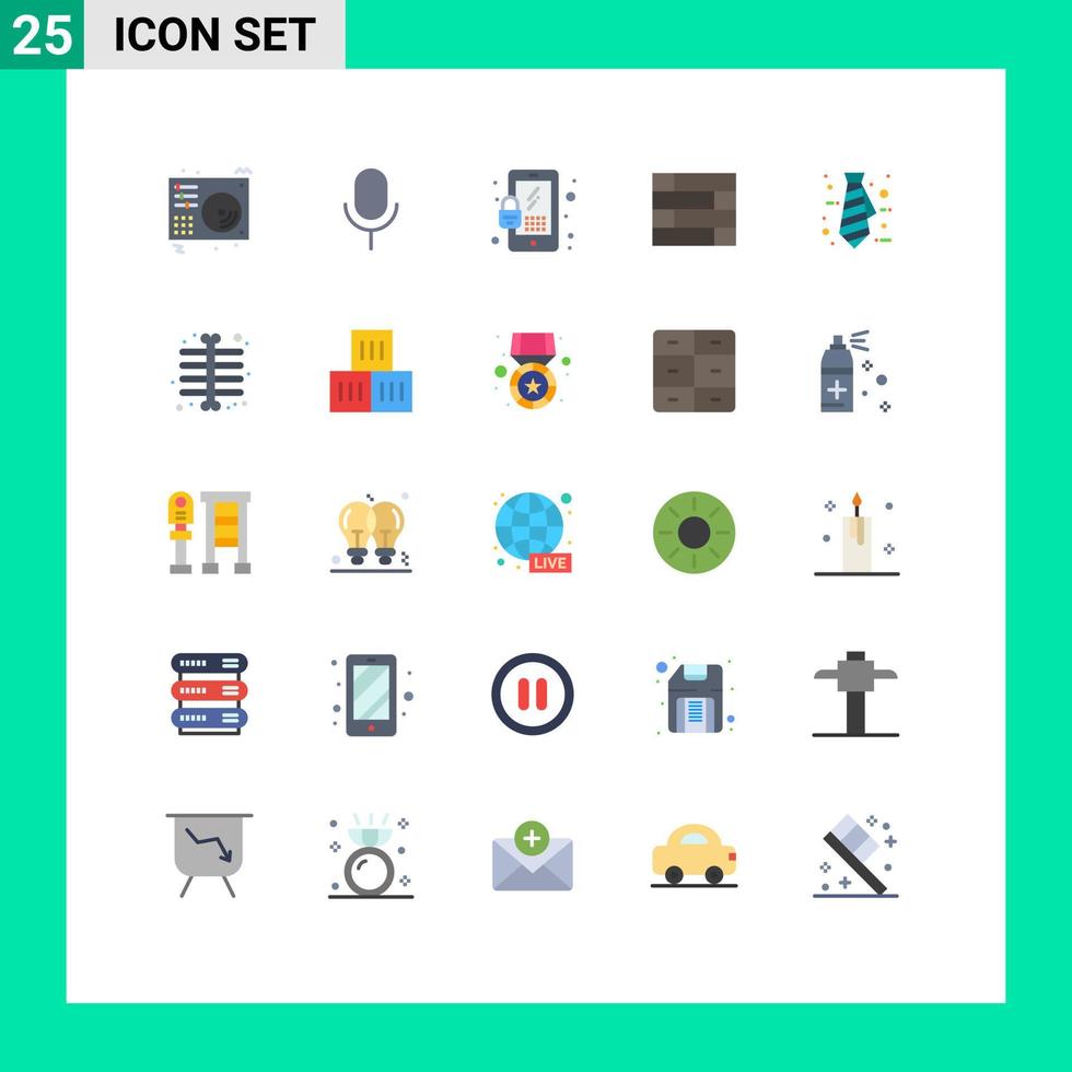 Group of 25 Flat Colors Signs and Symbols for tie business ui wall lock pad Editable Vector Design Elements