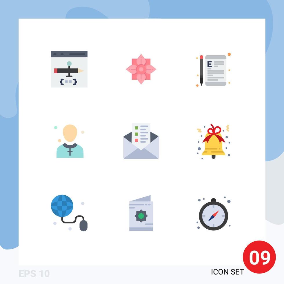 Flat Color Pack of 9 Universal Symbols of male christian chinese school learning Editable Vector Design Elements