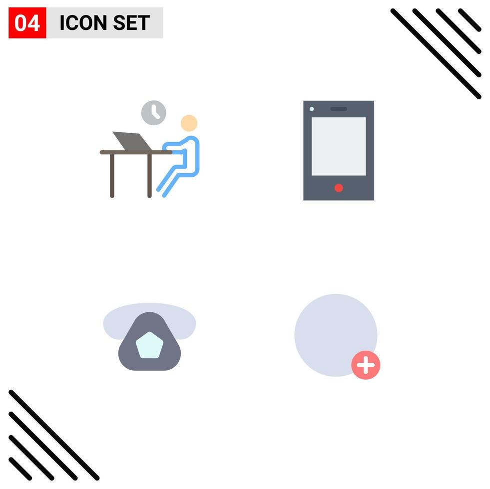 Flat Icon Pack of 4 Universal Symbols of desk mobile person ipad telephone Editable Vector Design Elements