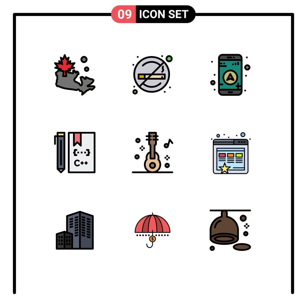9 Creative Icons Modern Signs and Symbols of music audio map development coding Editable Vector Design Elements