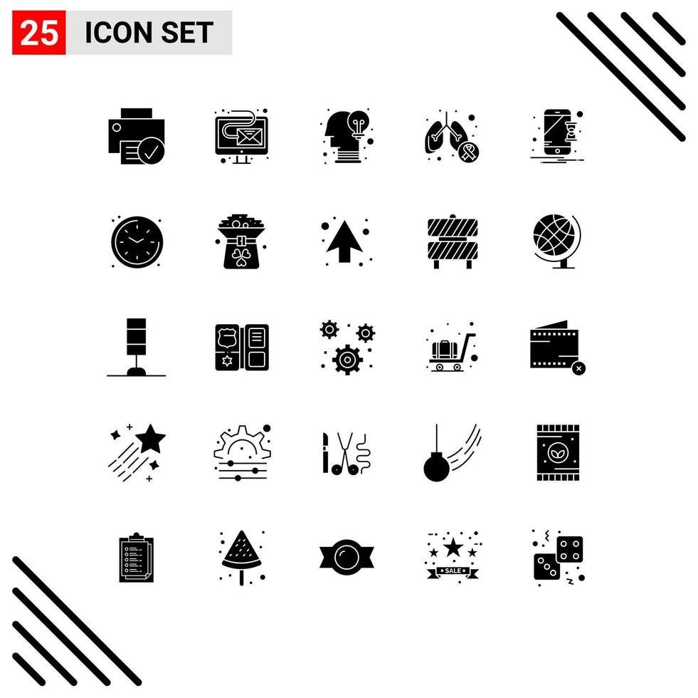 Set of 25 Modern UI Icons Symbols Signs for symptom lung newsletter illness opinion Editable Vector Design Elements