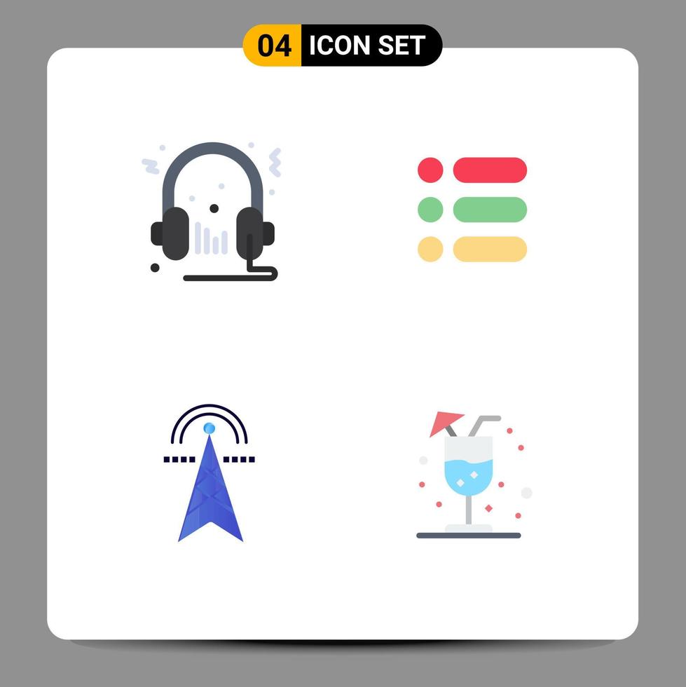 valores vector icono paquete de 4 4 línea señales y símbolos para auricular eléctrico torre multimedia tarea poder editable vector diseño elementos