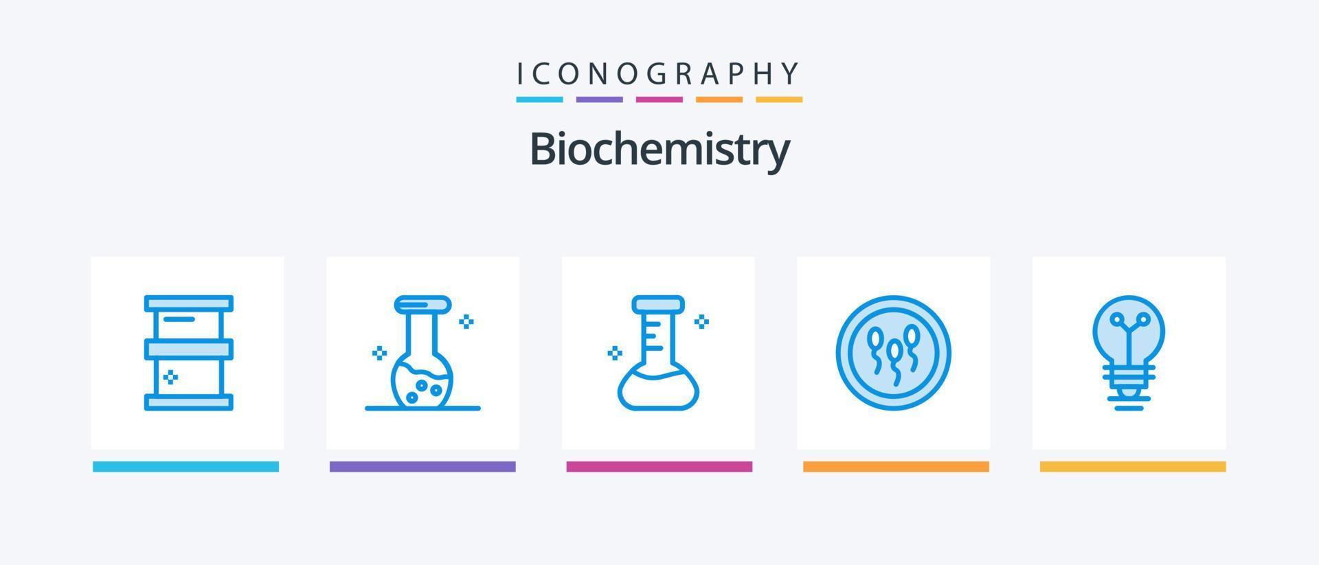 Biochemistry Blue 5 Icon Pack Including lab. process. chemical. laboratory. biology. Creative Icons Design vector