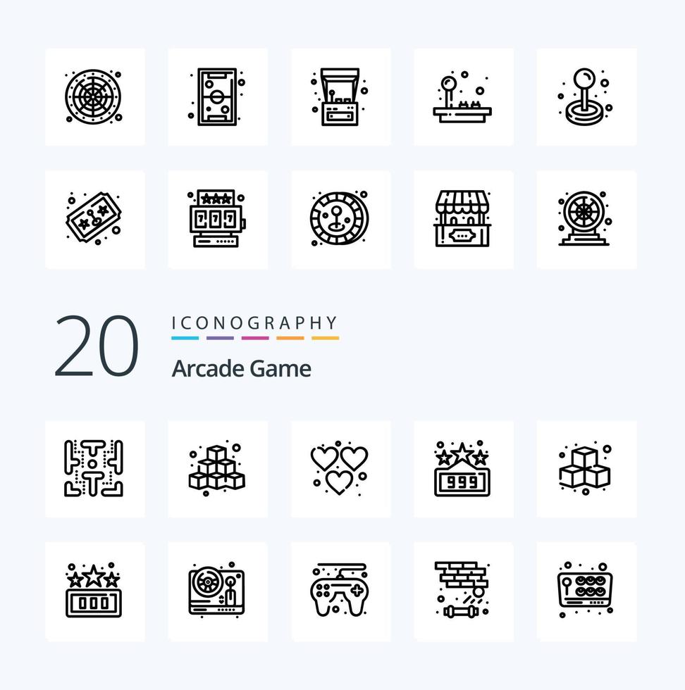 20 Arcade Line icon Pack like fun game play fun play vector