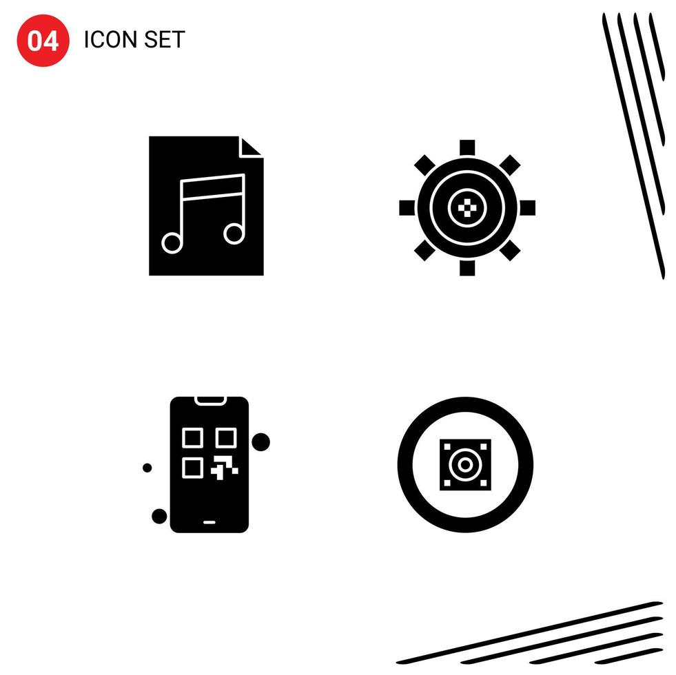 User Interface Solid Glyph Pack of modern Signs and Symbols of audio marketing coding gear pay Editable Vector Design Elements