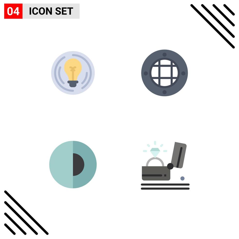 Universal Icon Symbols Group of 4 Modern Flat Icons of bulb earth creative lamp nature Editable Vector Design Elements