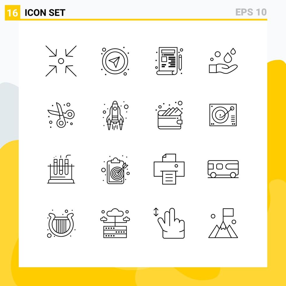 Stock Vector Icon Pack of 16 Line Signs and Symbols for education back to school design wash hand Editable Vector Design Elements