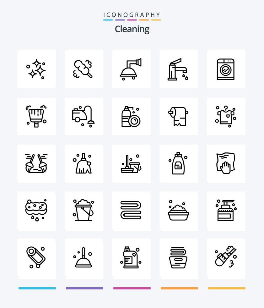 creativo limpieza 25 contorno icono paquete tal como tecnología. ducha. baño. grifo. baño vector