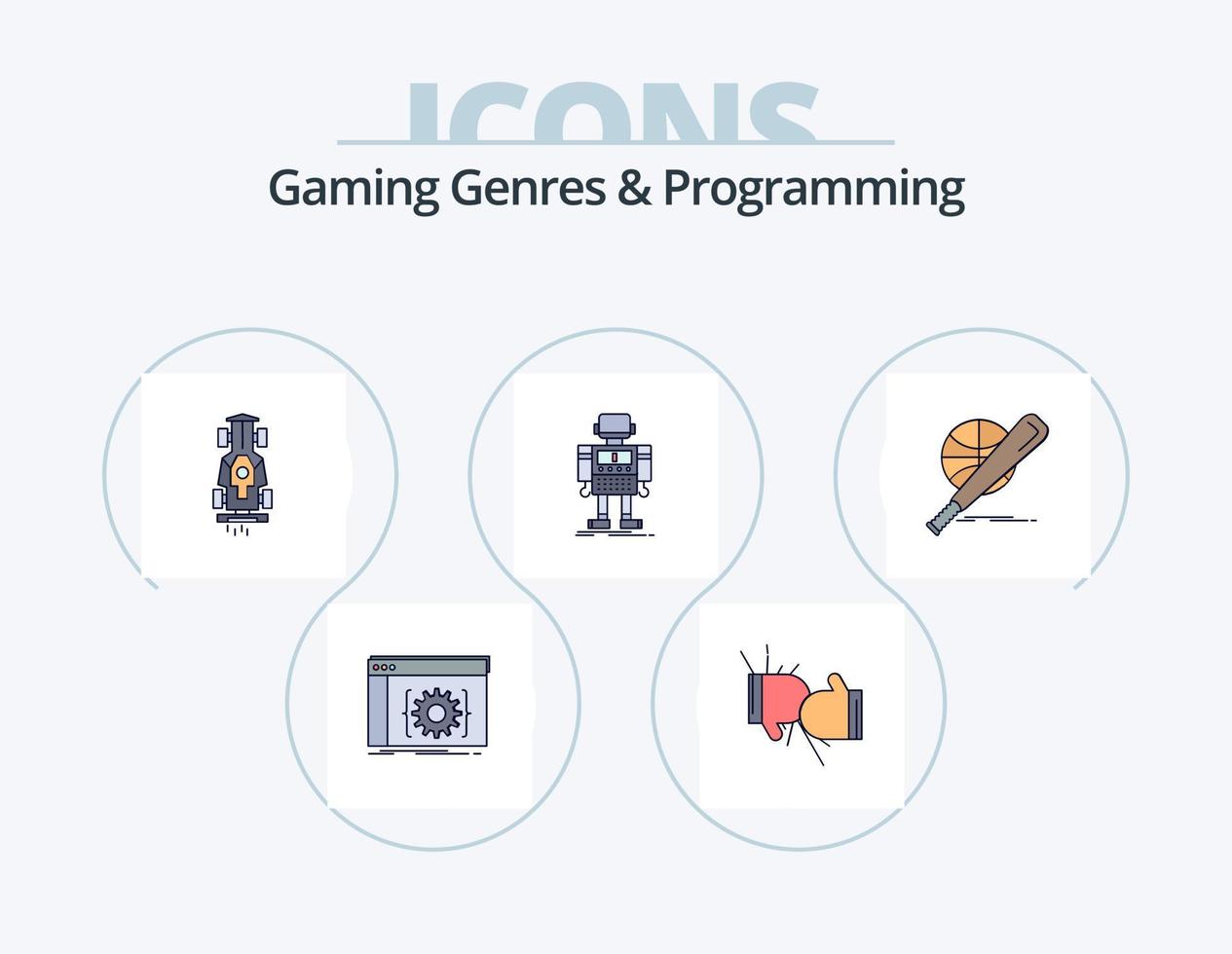 Gaming Genres And Programming Line Filled Icon Pack 5 Icon Design. panel. admin. motor. game. develop vector