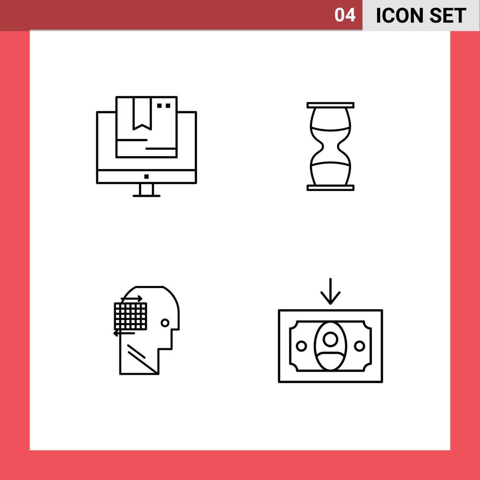 Mobile Interface Line Set of 4 Pictograms of commerce time shop business user Editable Vector Design Elements